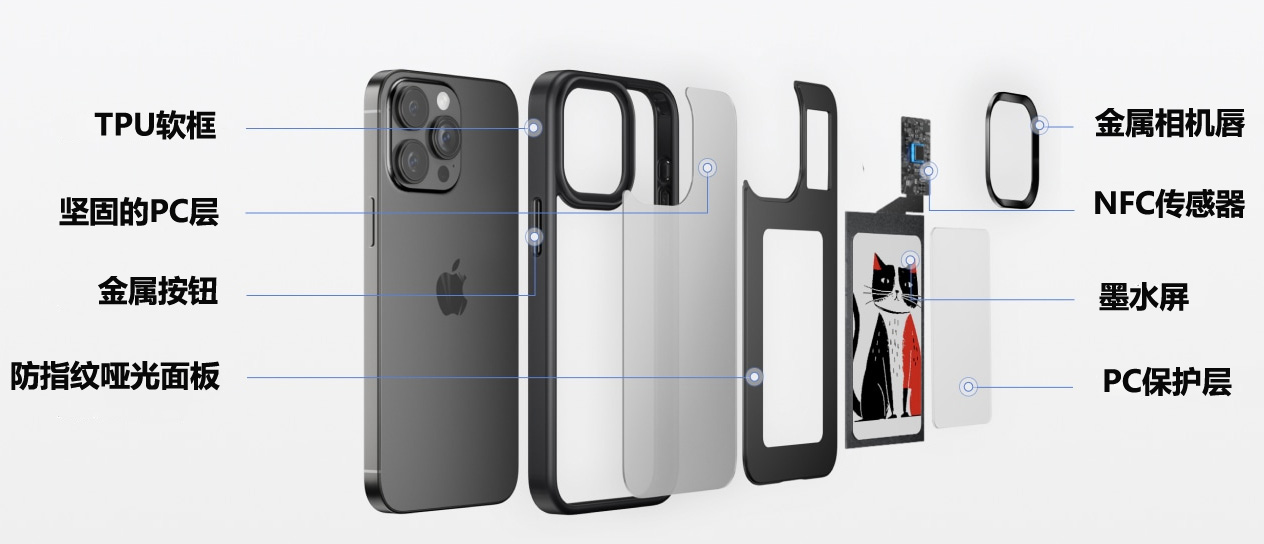 NFC墨水屏手機(jī)殼結(jié)構(gòu)解刨圖